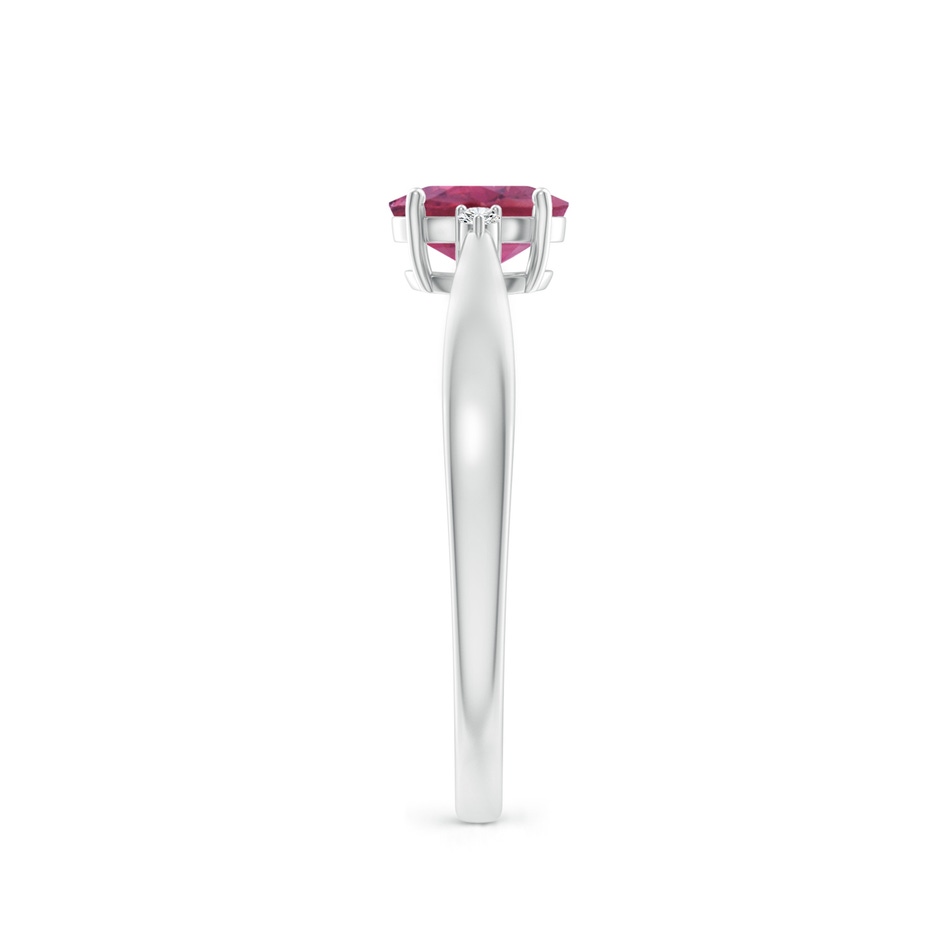 6x4mm AAA Tapered Shank Pink Tourmaline Solitaire Ring with Diamond Accents in White Gold side 299