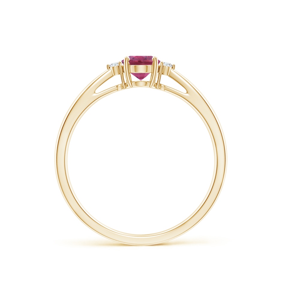 6x4mm AAA Tapered Shank Pink Tourmaline Solitaire Ring with Diamond Accents in Yellow Gold side 199