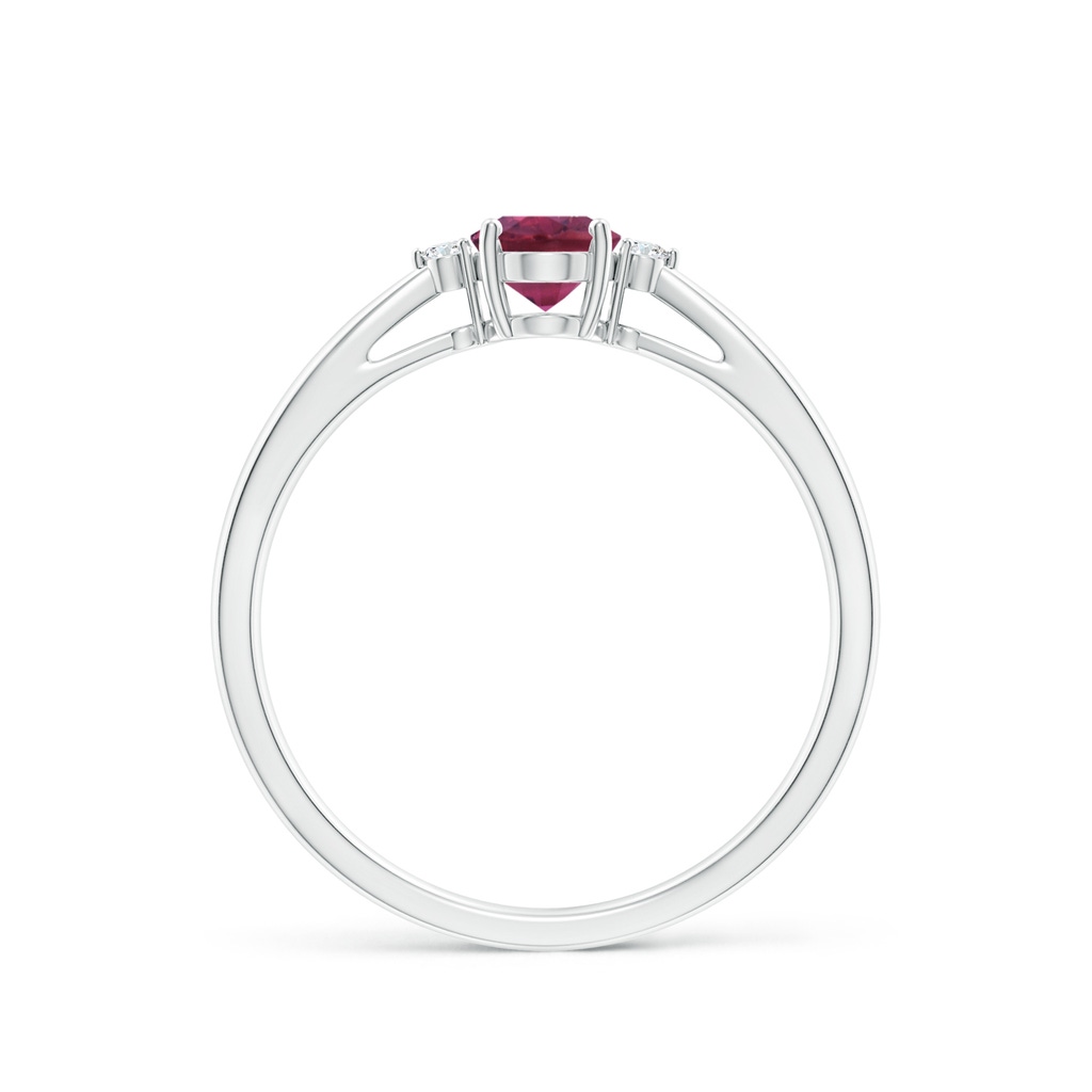 6x4mm AAAA Tapered Shank Pink Tourmaline Solitaire Ring with Diamond Accents in P950 Platinum Side 199