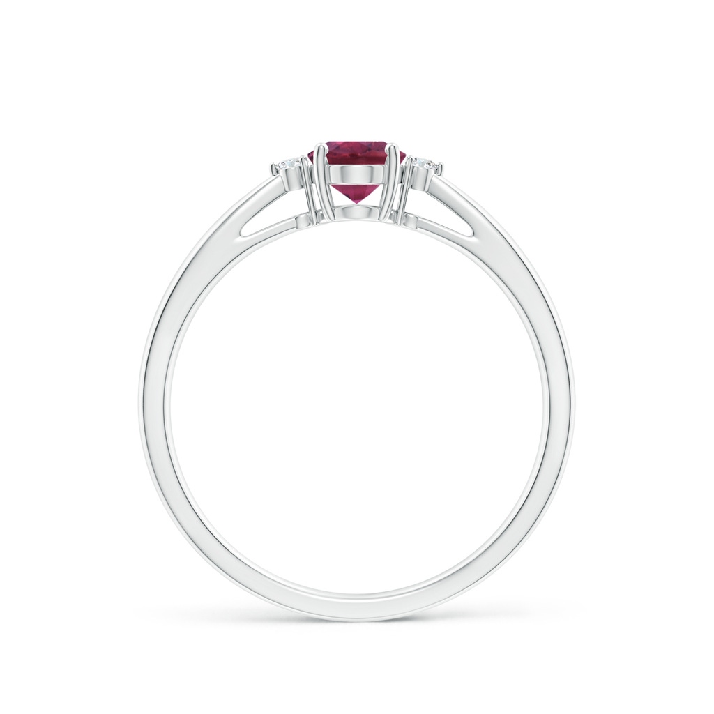 6x4mm AAAA Tapered Shank Pink Tourmaline Solitaire Ring with Diamond Accents in P950 Platinum - side 199
