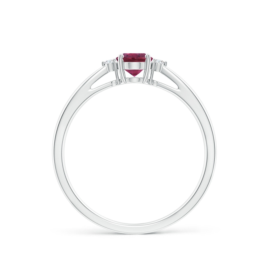 6x4mm AAAA Tapered Shank Pink Tourmaline Solitaire Ring with Diamond Accents in P950 Platinum side 199
