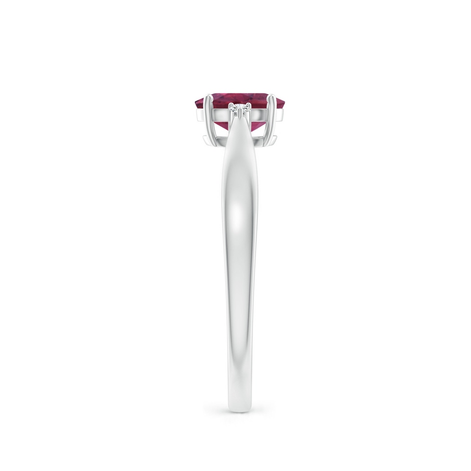 6x4mm AAAA Tapered Shank Pink Tourmaline Solitaire Ring with Diamond Accents in P950 Platinum side 299