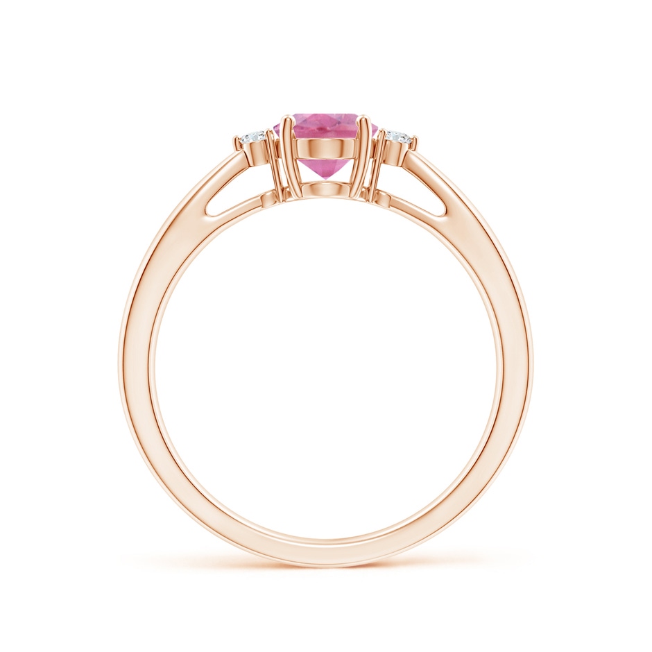 7x5mm A Tapered Shank Pink Tourmaline Solitaire Ring with Diamond Accents in Rose Gold side 199