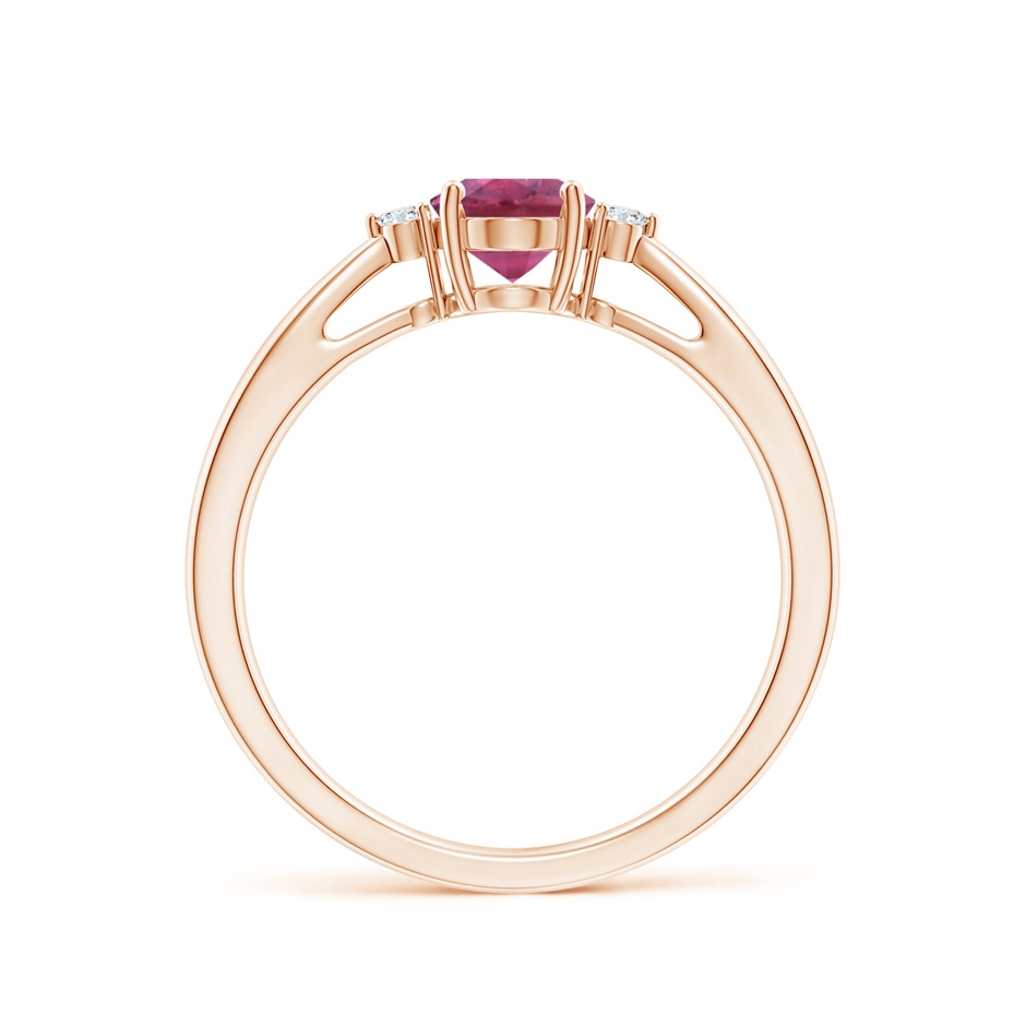 7x5mm AAA Tapered Shank Pink Tourmaline Solitaire Ring with Diamond Accents in Rose Gold side 199