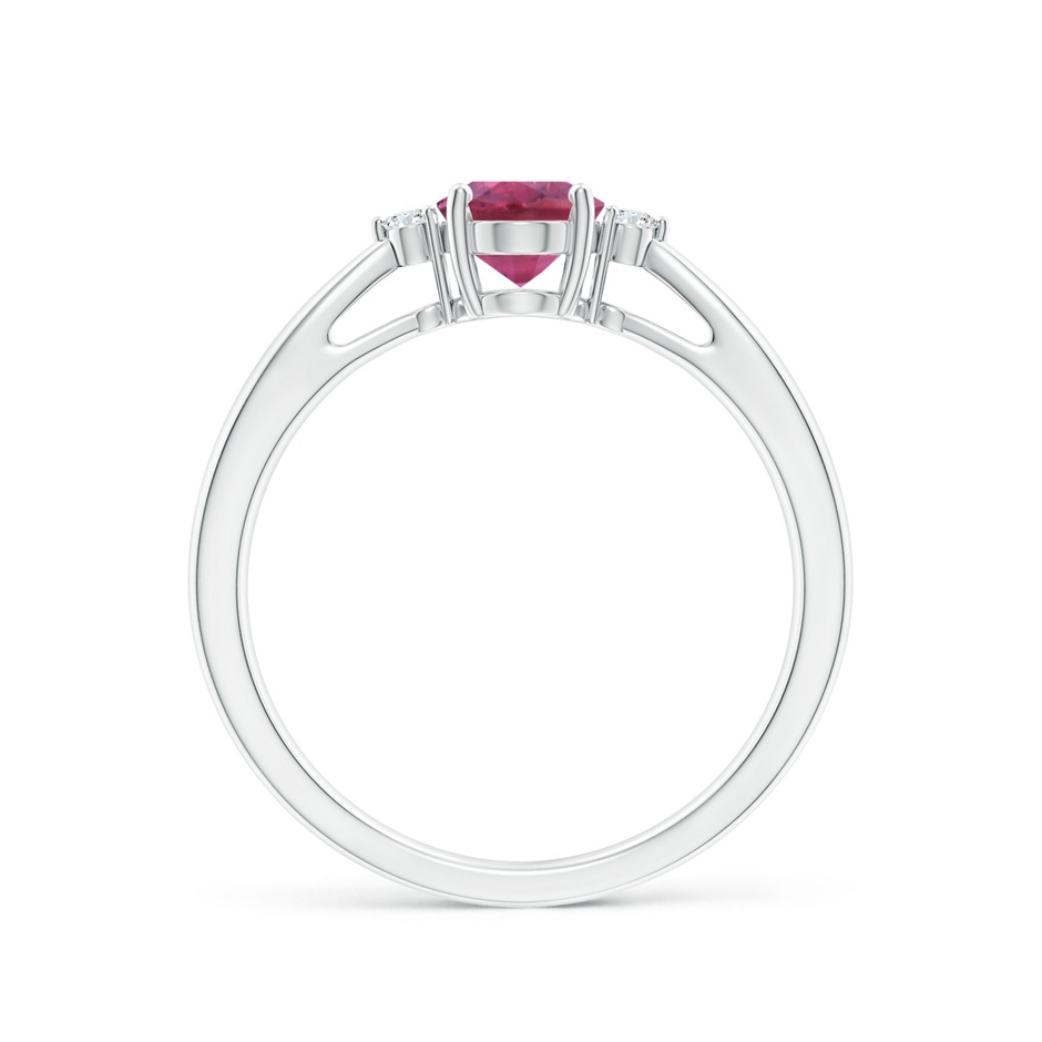 7x5mm AAA Tapered Shank Pink Tourmaline Solitaire Ring with Diamond Accents in White Gold side 199