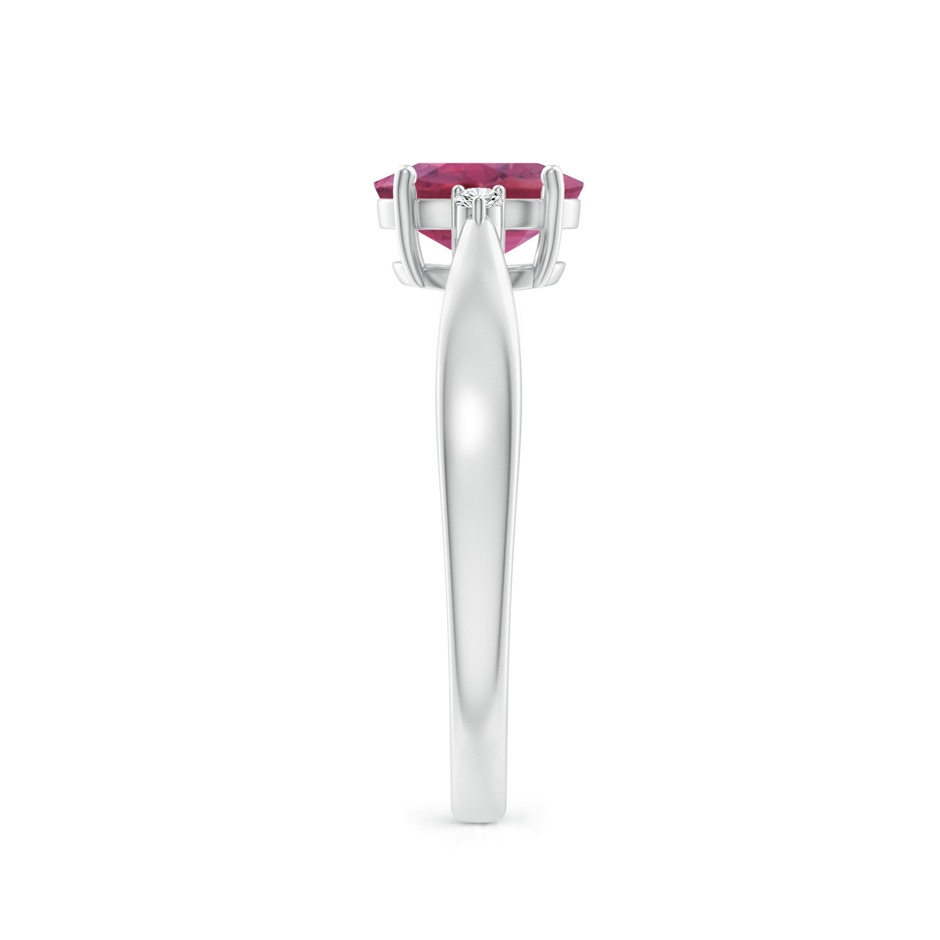 7x5mm AAA Tapered Shank Pink Tourmaline Solitaire Ring with Diamond Accents in White Gold side 299
