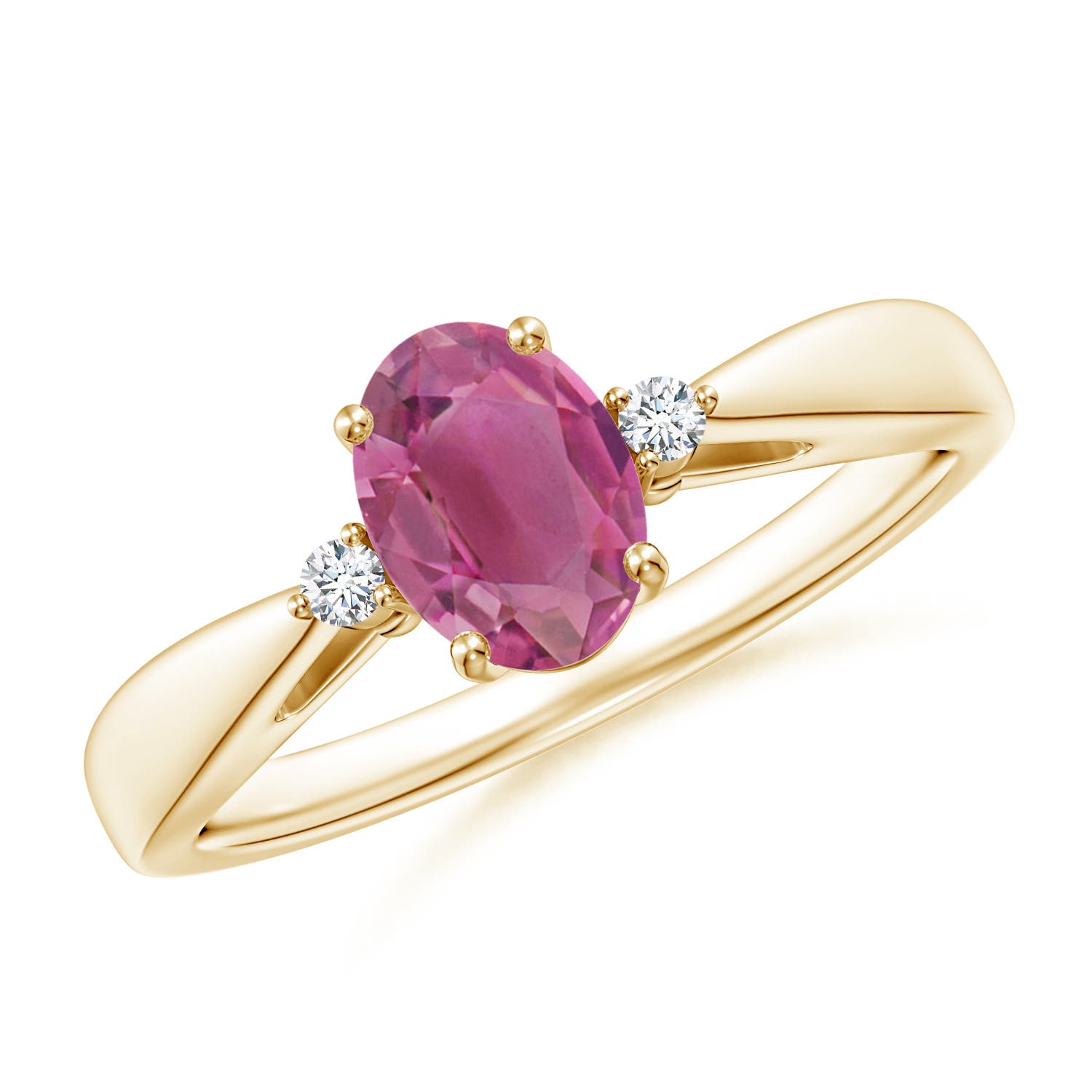Side Stone Pink Tourmaline Engagement Rings