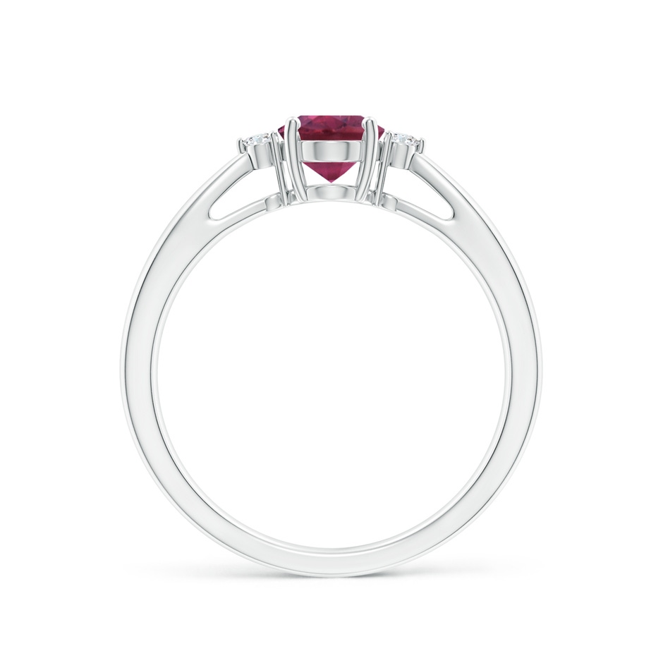 7x5mm AAAA Tapered Shank Pink Tourmaline Solitaire Ring with Diamond Accents in P950 Platinum side 199