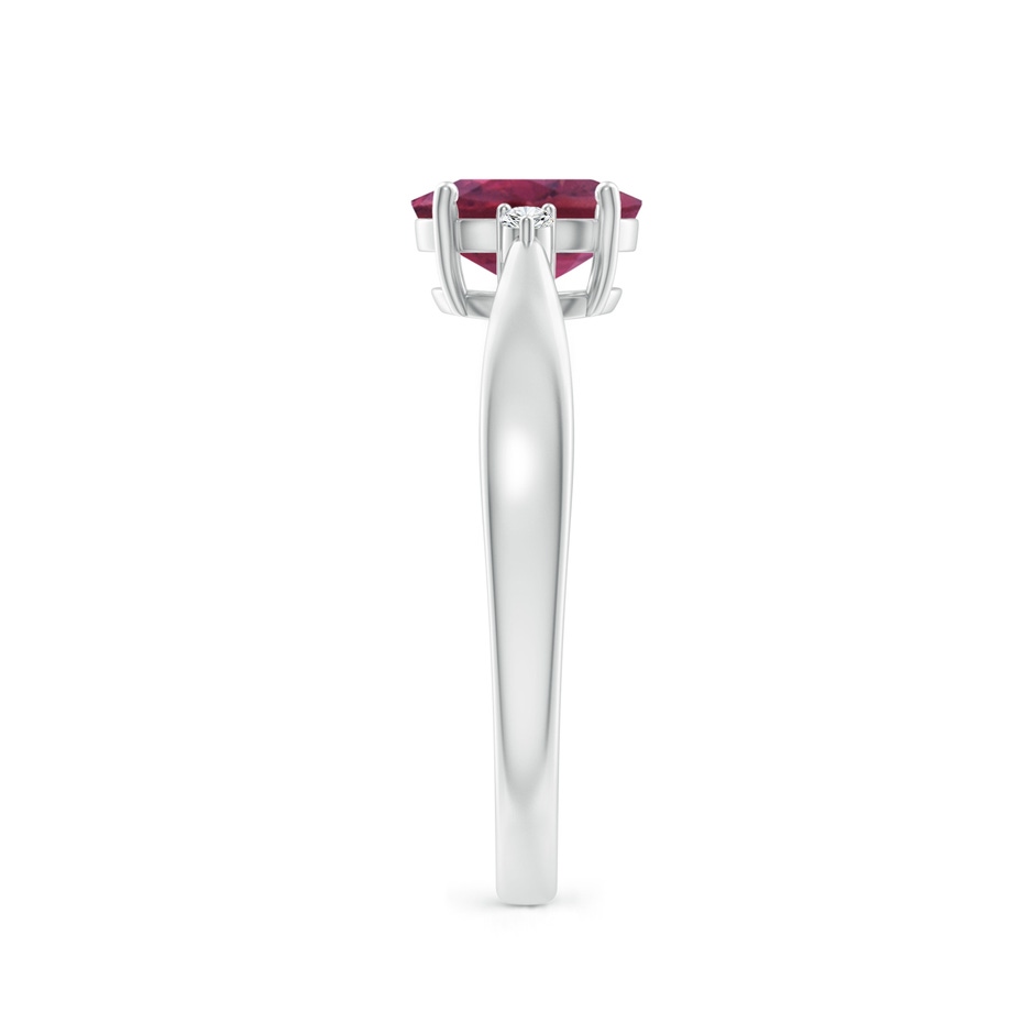 7x5mm AAAA Tapered Shank Pink Tourmaline Solitaire Ring with Diamond Accents in P950 Platinum side 299
