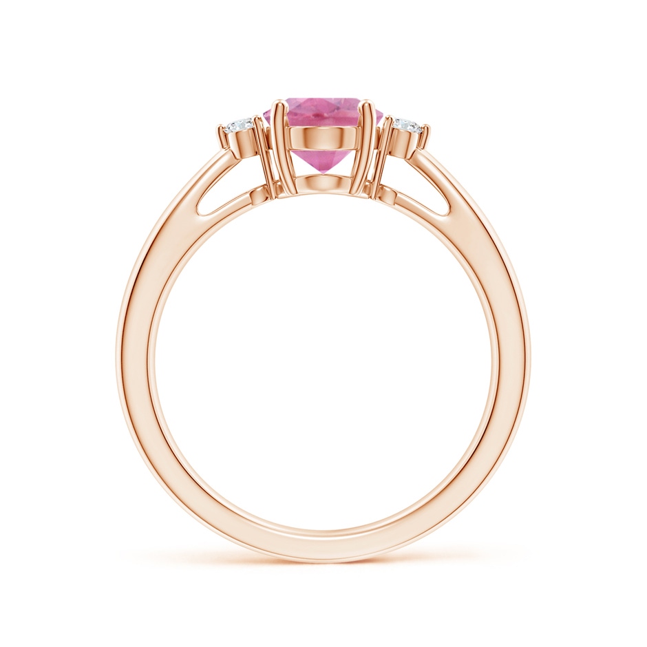 8x6mm A Tapered Shank Pink Tourmaline Solitaire Ring with Diamond Accents in Rose Gold side 199