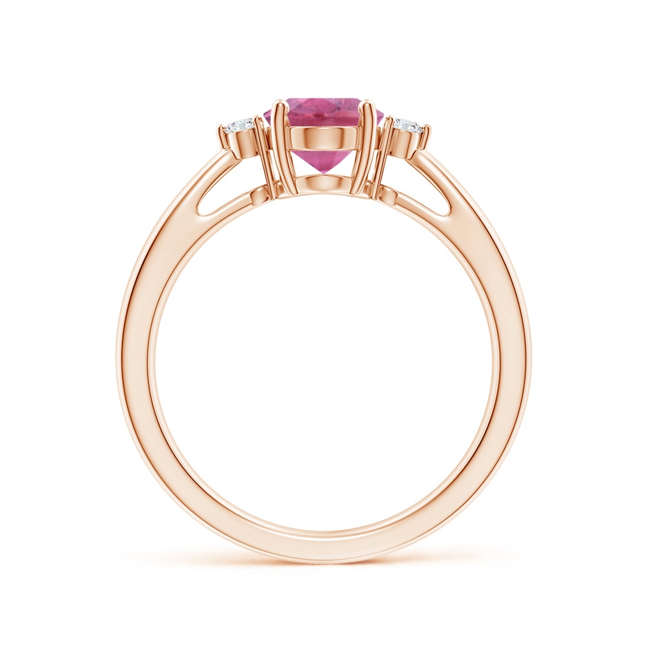 8x6mm AA Tapered Shank Pink Tourmaline Solitaire Ring with Diamond Accents in Rose Gold side 199