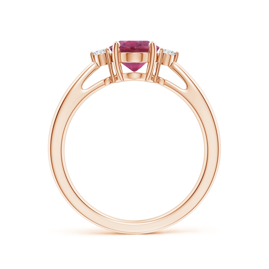 8x6mm AAA Tapered Shank Pink Tourmaline Solitaire Ring with Diamond Accents in Rose Gold side 199