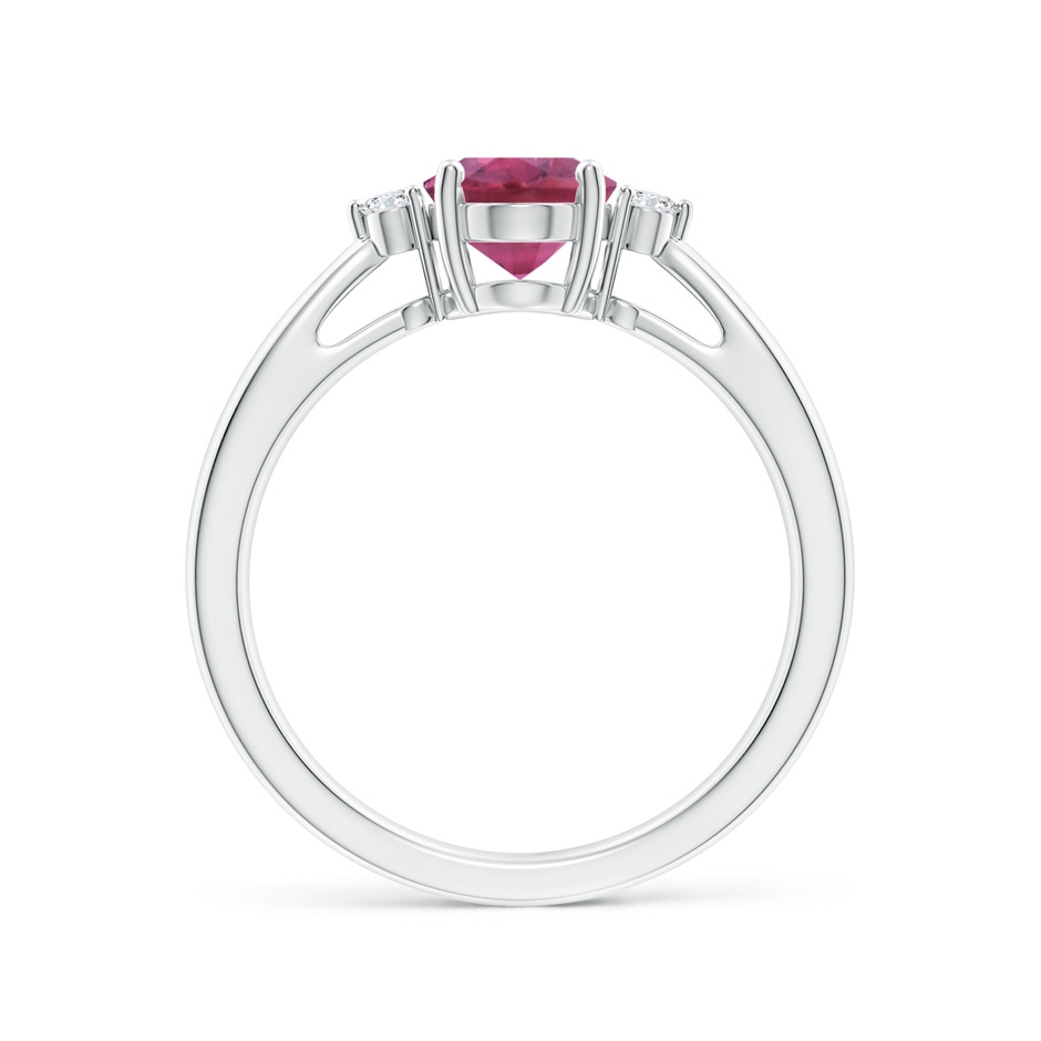 8x6mm AAA Tapered Shank Pink Tourmaline Solitaire Ring with Diamond Accents in White Gold side 199