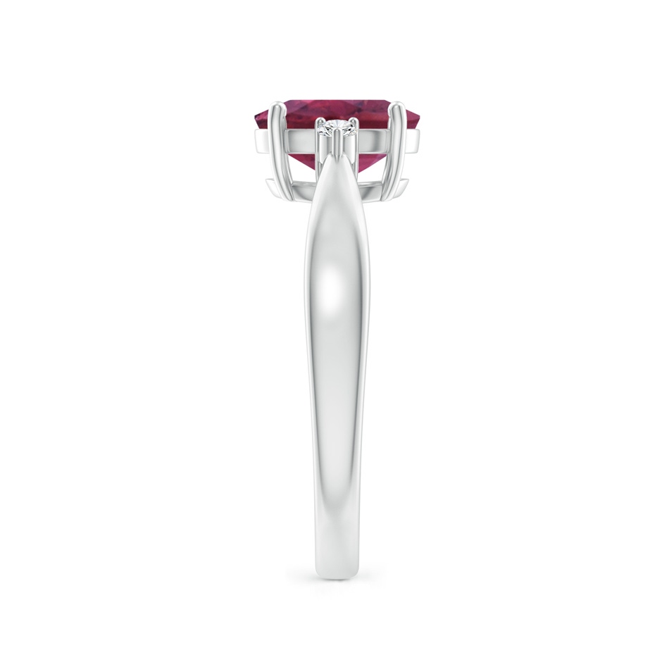 8x6mm AAAA Tapered Shank Pink Tourmaline Solitaire Ring with Diamond Accents in P950 Platinum side 299