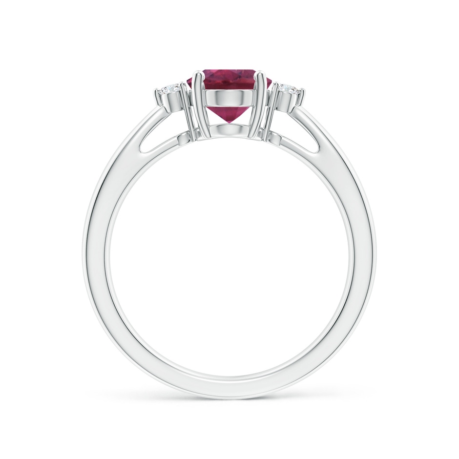 8x6mm AAAA Tapered Shank Pink Tourmaline Solitaire Ring with Diamond Accents in White Gold side 199