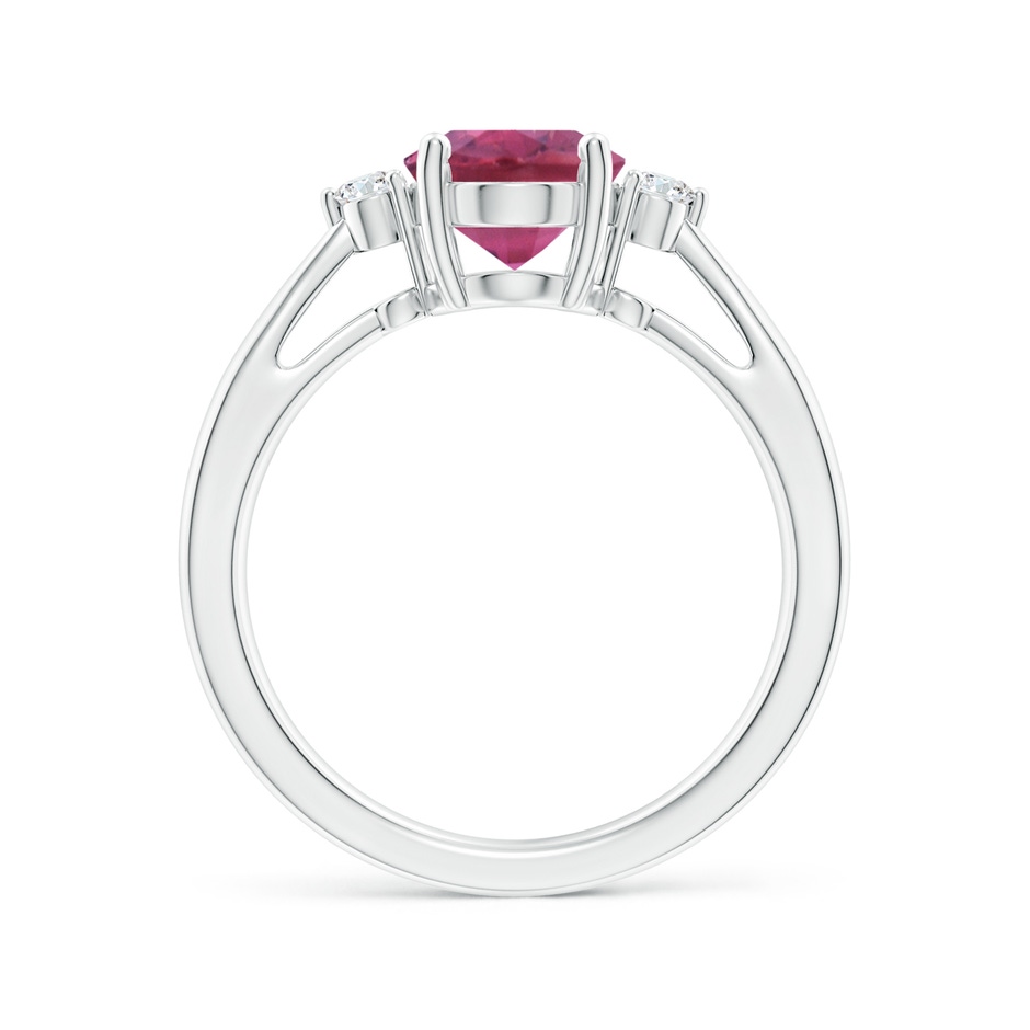 9x7mm AAA Tapered Shank Pink Tourmaline Solitaire Ring with Diamond Accents in White Gold side 199