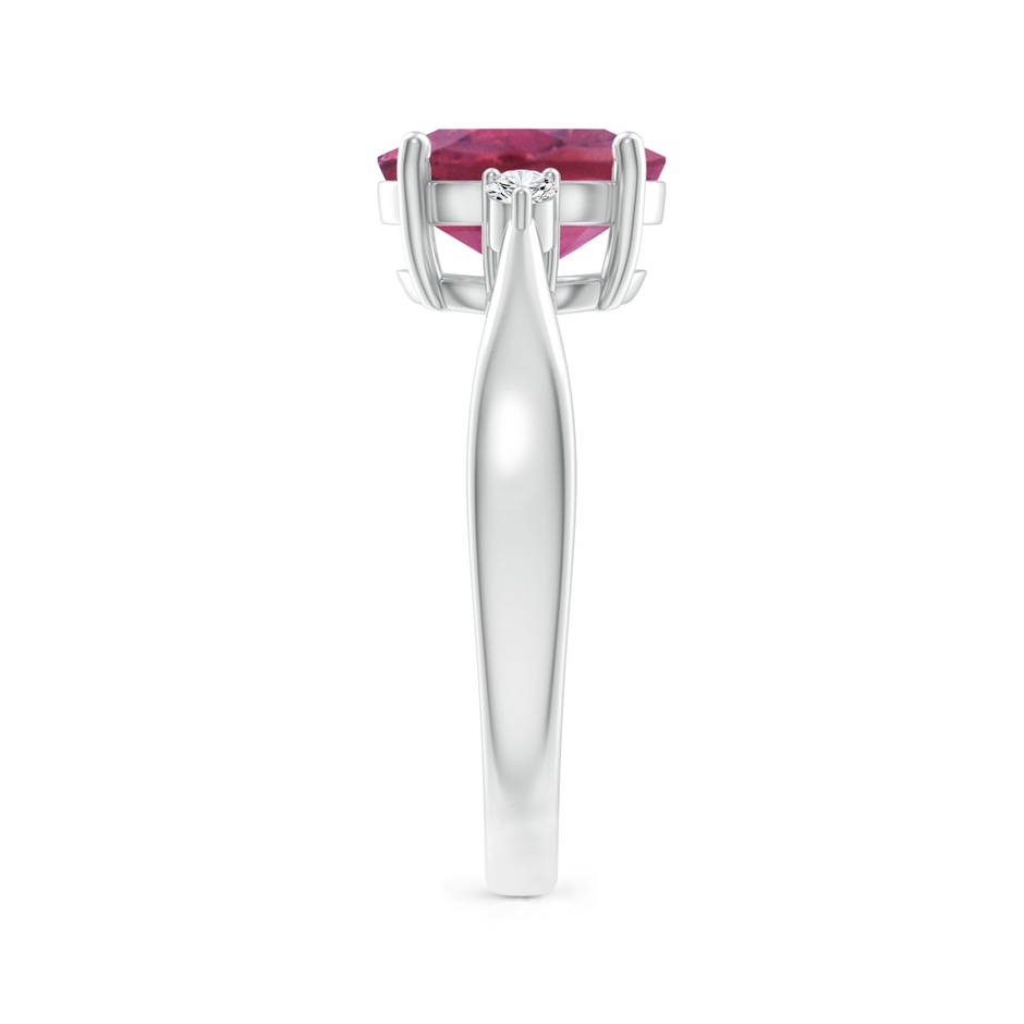 9x7mm AAA Tapered Shank Pink Tourmaline Solitaire Ring with Diamond Accents in White Gold side 299
