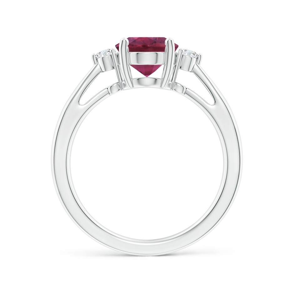 9x7mm AAAA Tapered Shank Pink Tourmaline Solitaire Ring with Diamond Accents in P950 Platinum side 199