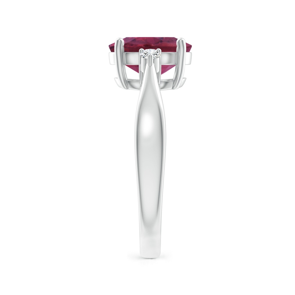 9x7mm AAAA Tapered Shank Pink Tourmaline Solitaire Ring with Diamond Accents in P950 Platinum side 299