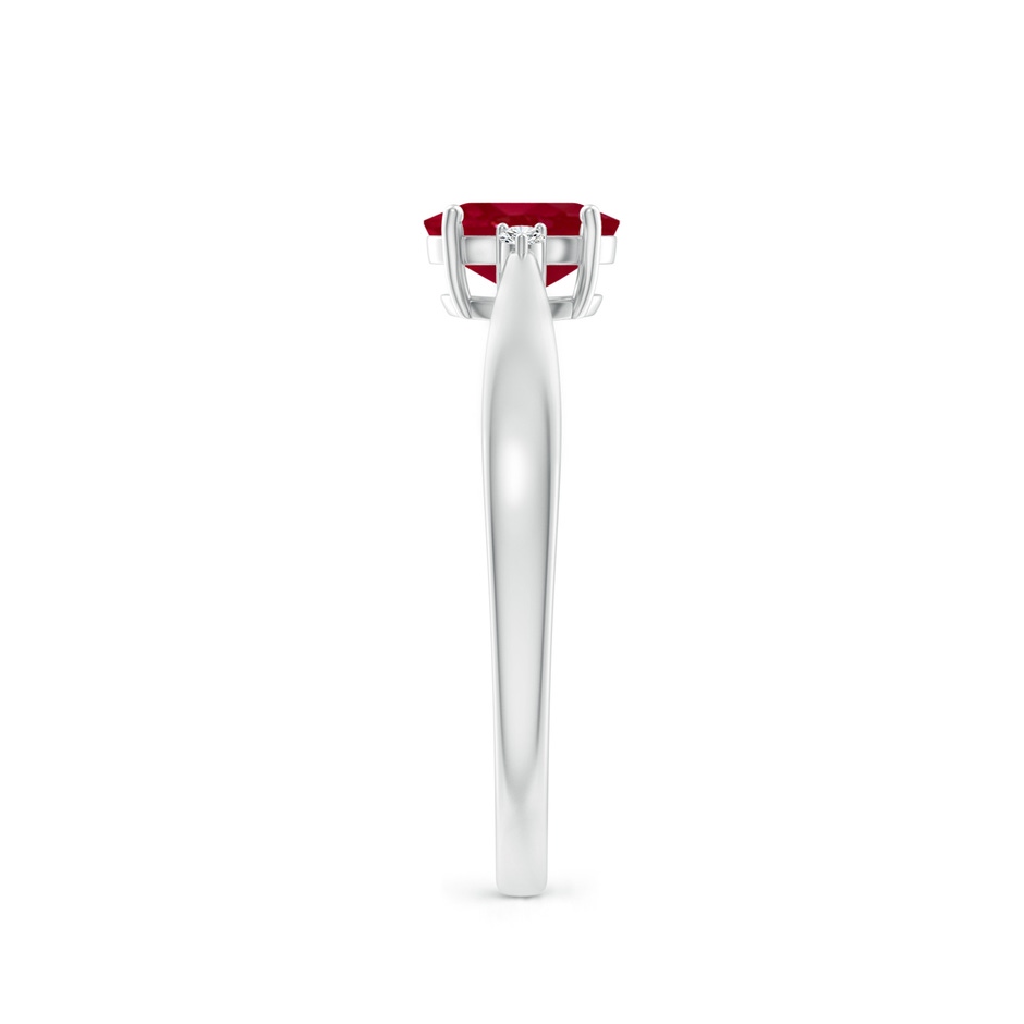 6x4mm AA Tapered Shank Ruby Solitaire Ring with Diamond Accents in White Gold side 299