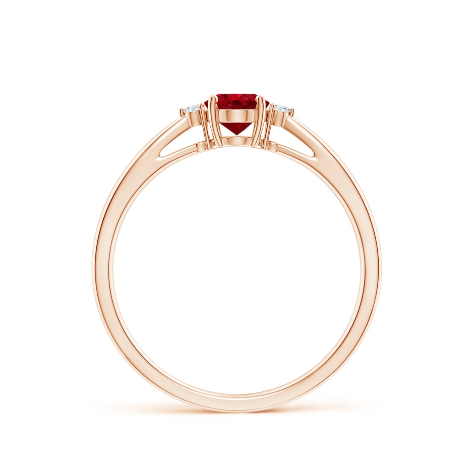 6x4mm AAA Tapered Shank Ruby Solitaire Ring with Diamond Accents in Rose Gold side 199