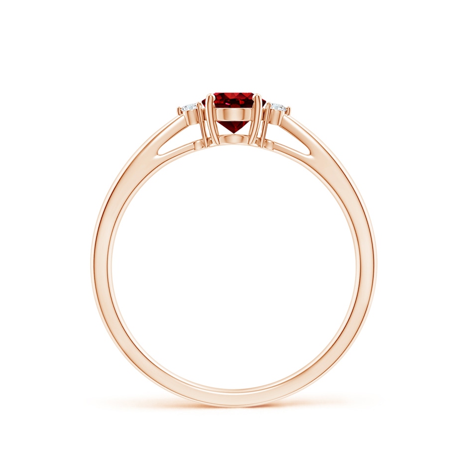 6x4mm AAAA Tapered Shank Ruby Solitaire Ring with Diamond Accents in 18K Rose Gold side 199