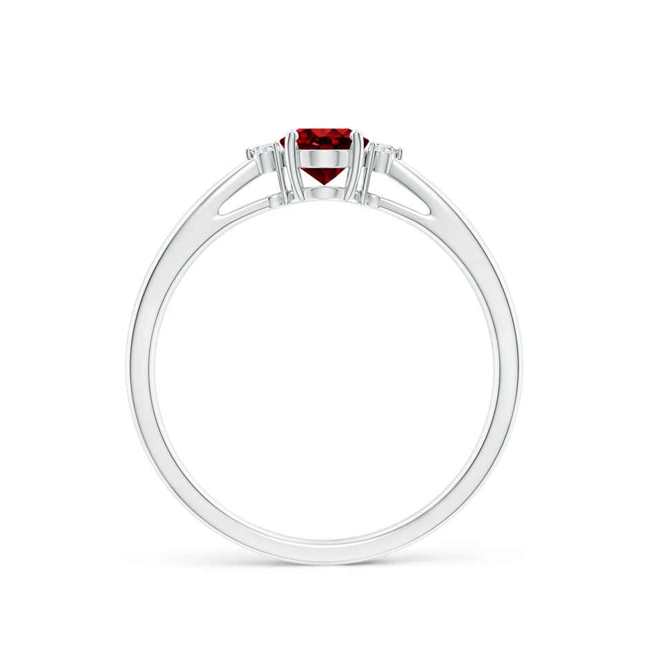 6x4mm AAAA Tapered Shank Ruby Solitaire Ring with Diamond Accents in 18K White Gold side 199