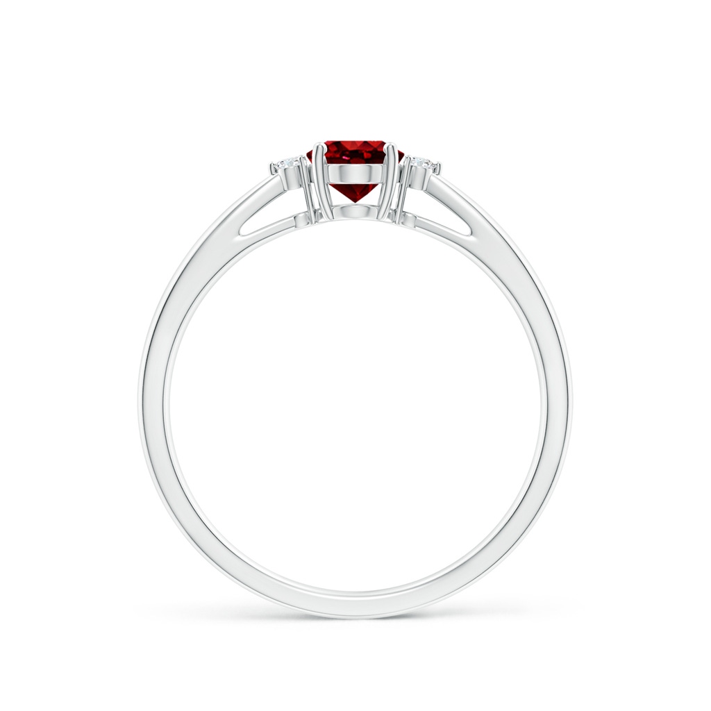 6x4mm AAAA Tapered Shank Ruby Solitaire Ring with Diamond Accents in White Gold Side 199