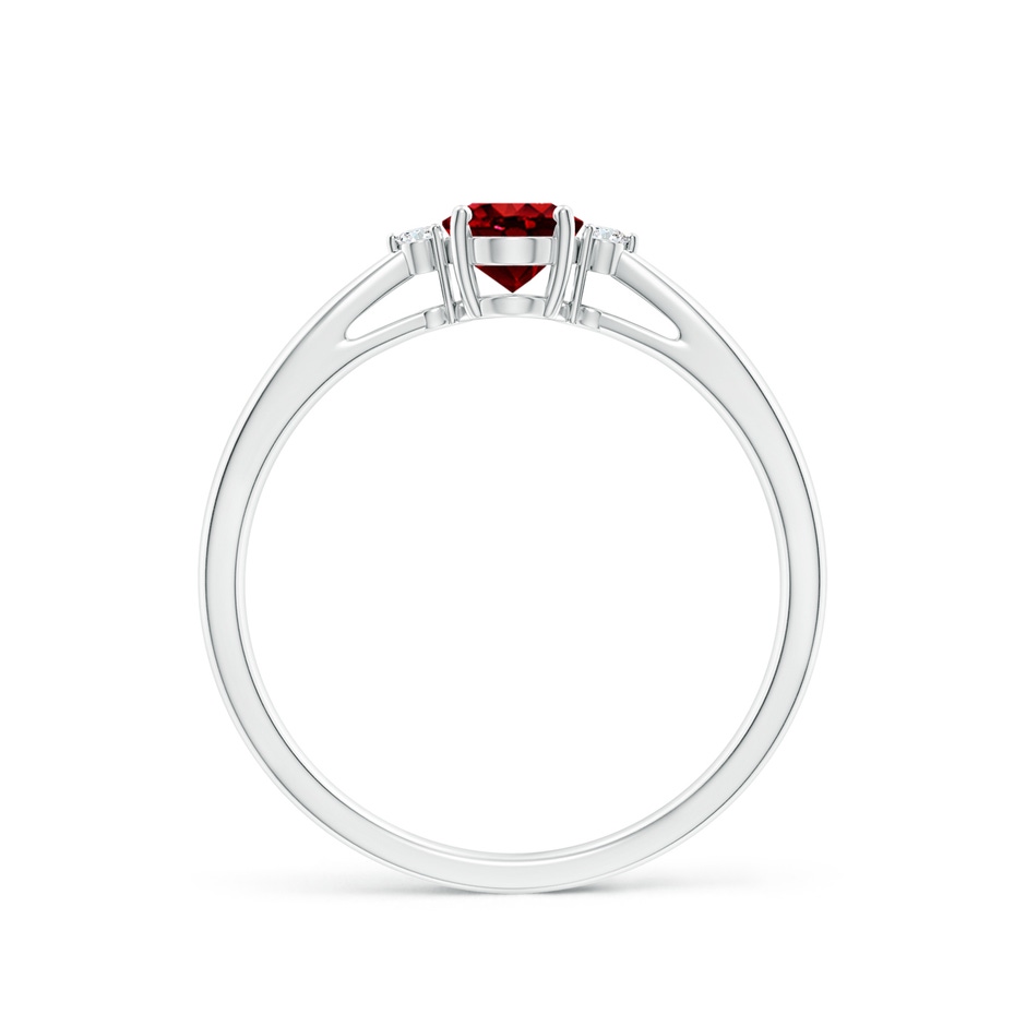 6x4mm AAAA Tapered Shank Ruby Solitaire Ring with Diamond Accents in White Gold side 199