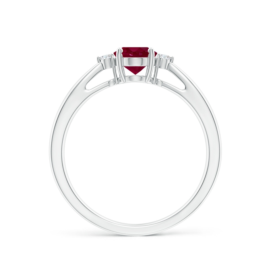 7x5mm A Tapered Shank Ruby Solitaire Ring with Diamond Accents in P950 Platinum side 199