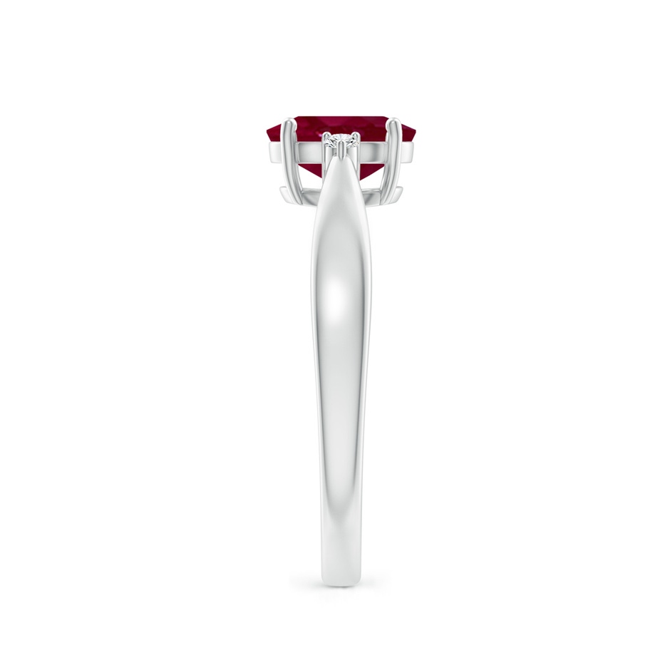 7x5mm A Tapered Shank Ruby Solitaire Ring with Diamond Accents in P950 Platinum side 299