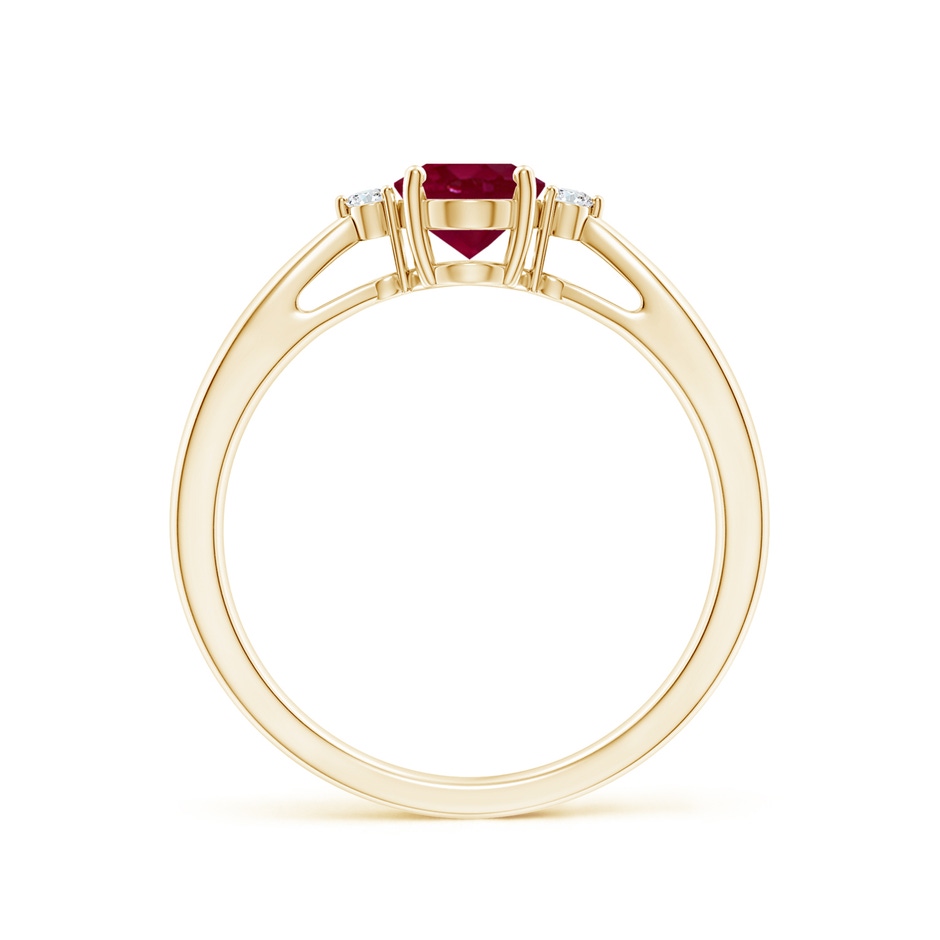 7x5mm A Tapered Shank Ruby Solitaire Ring with Diamond Accents in Yellow Gold side 199