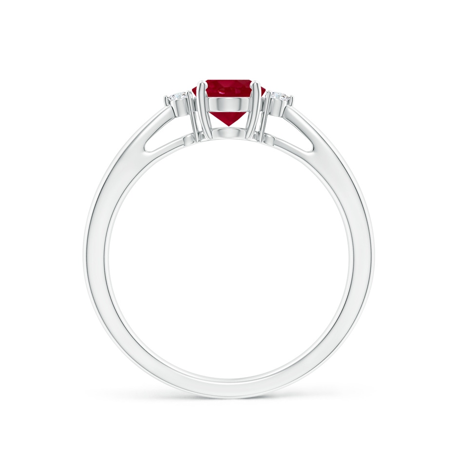 7x5mm AA Tapered Shank Ruby Solitaire Ring with Diamond Accents in P950 Platinum side 199