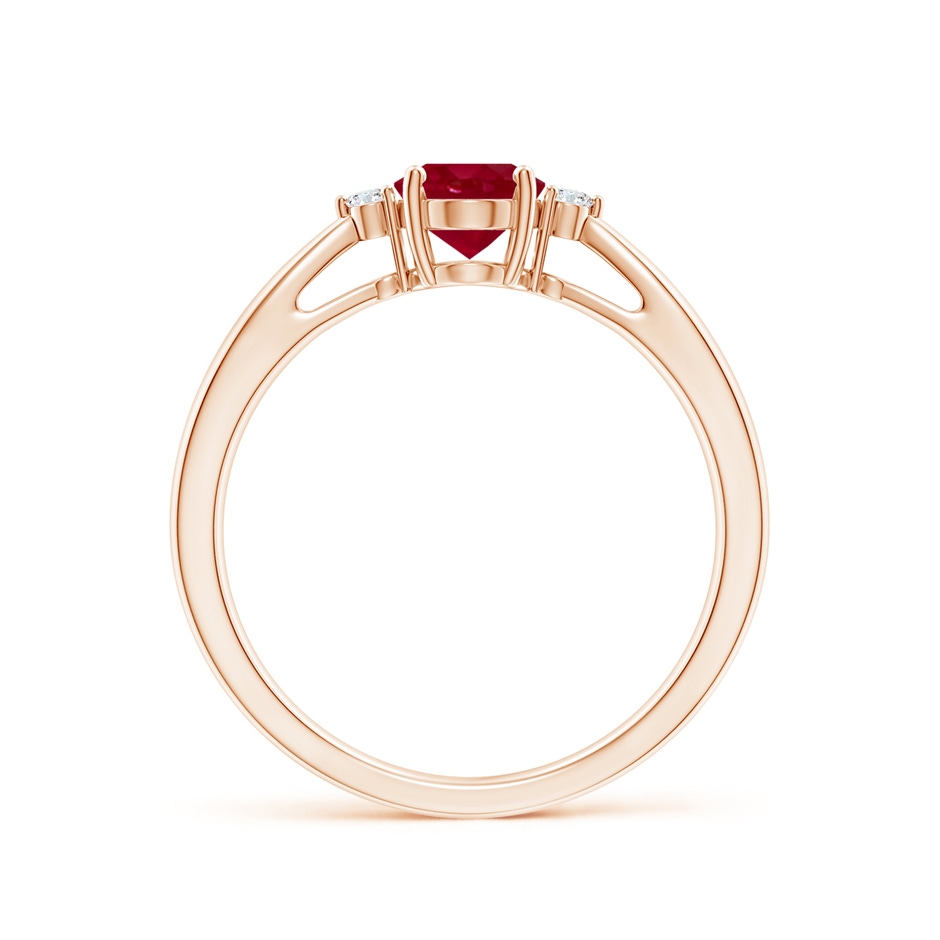 7x5mm AA Tapered Shank Ruby Solitaire Ring with Diamond Accents in Rose Gold side 199