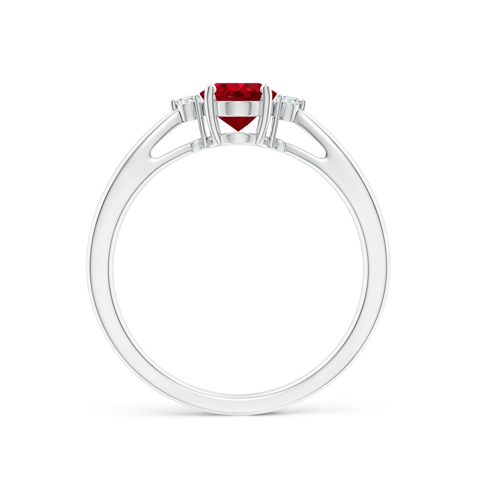 7x5mm AAA Tapered Shank Ruby Solitaire Ring with Diamond Accents in P950 Platinum side 199
