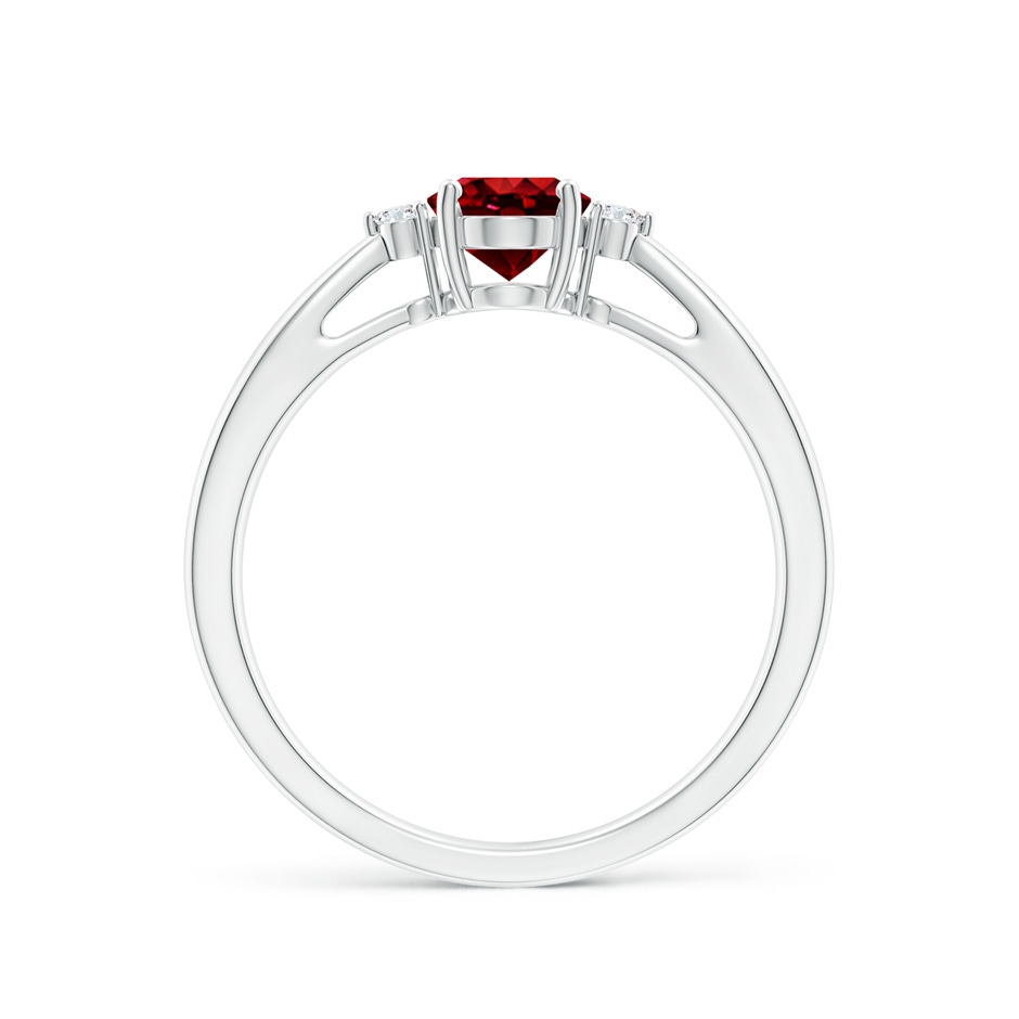 7x5mm AAAA Tapered Shank Ruby Solitaire Ring with Diamond Accents in P950 Platinum side 199