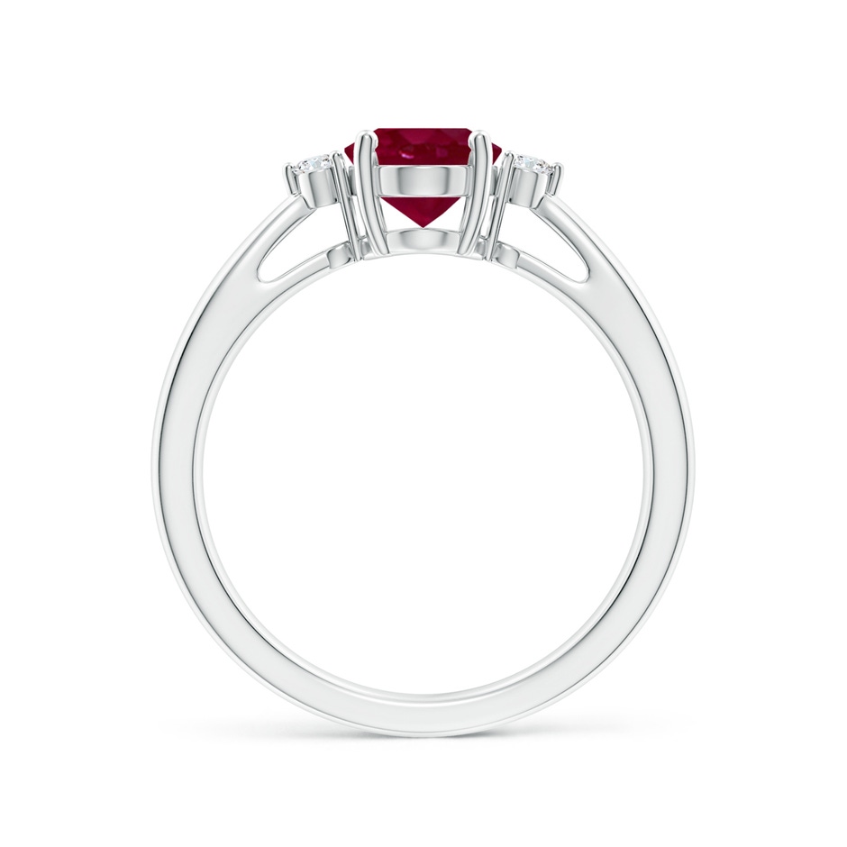 8x6mm A Tapered Shank Ruby Solitaire Ring with Diamond Accents in P950 Platinum side 199