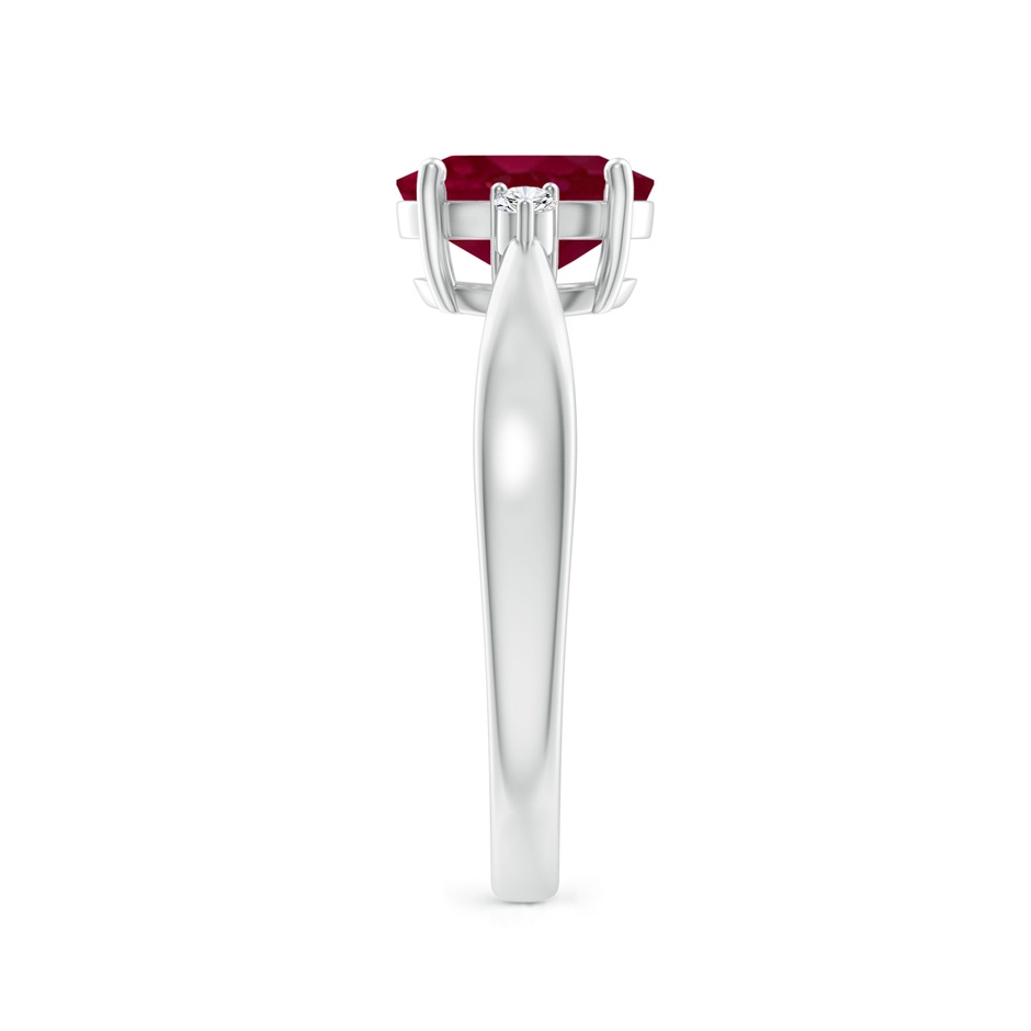 8x6mm A Tapered Shank Ruby Solitaire Ring with Diamond Accents in P950 Platinum side 299