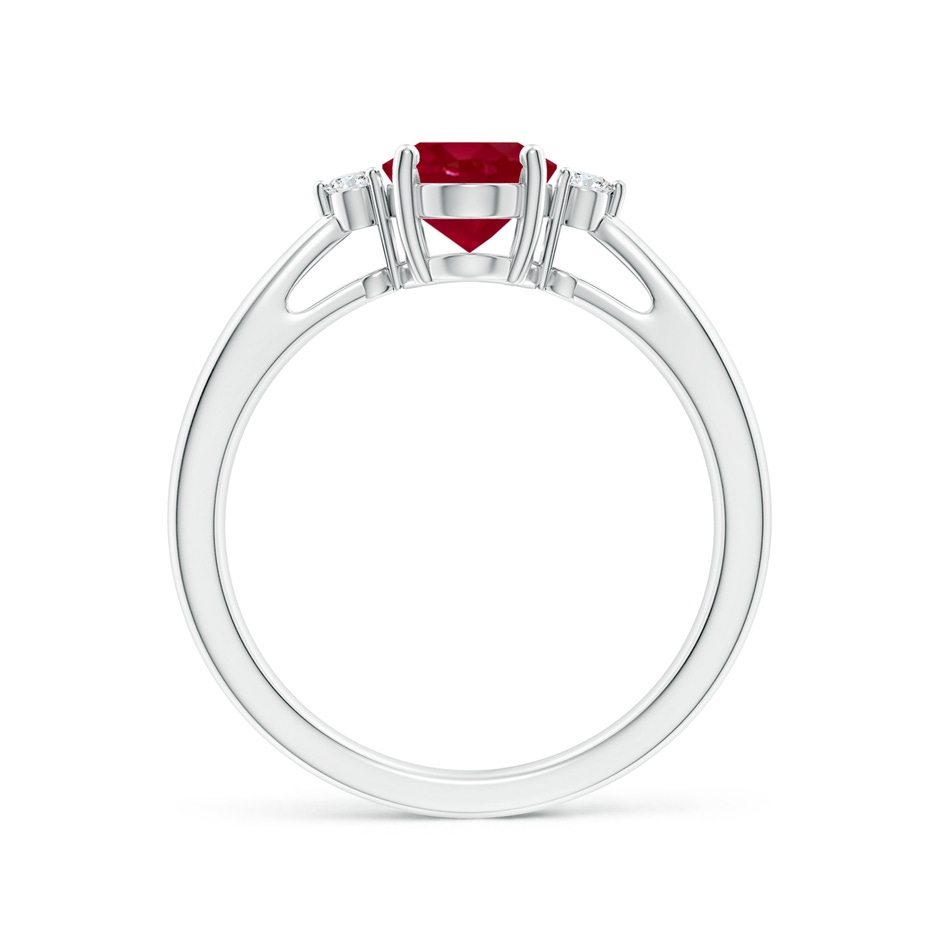 8x6mm AA Tapered Shank Ruby Solitaire Ring with Diamond Accents in P950 Platinum side 199