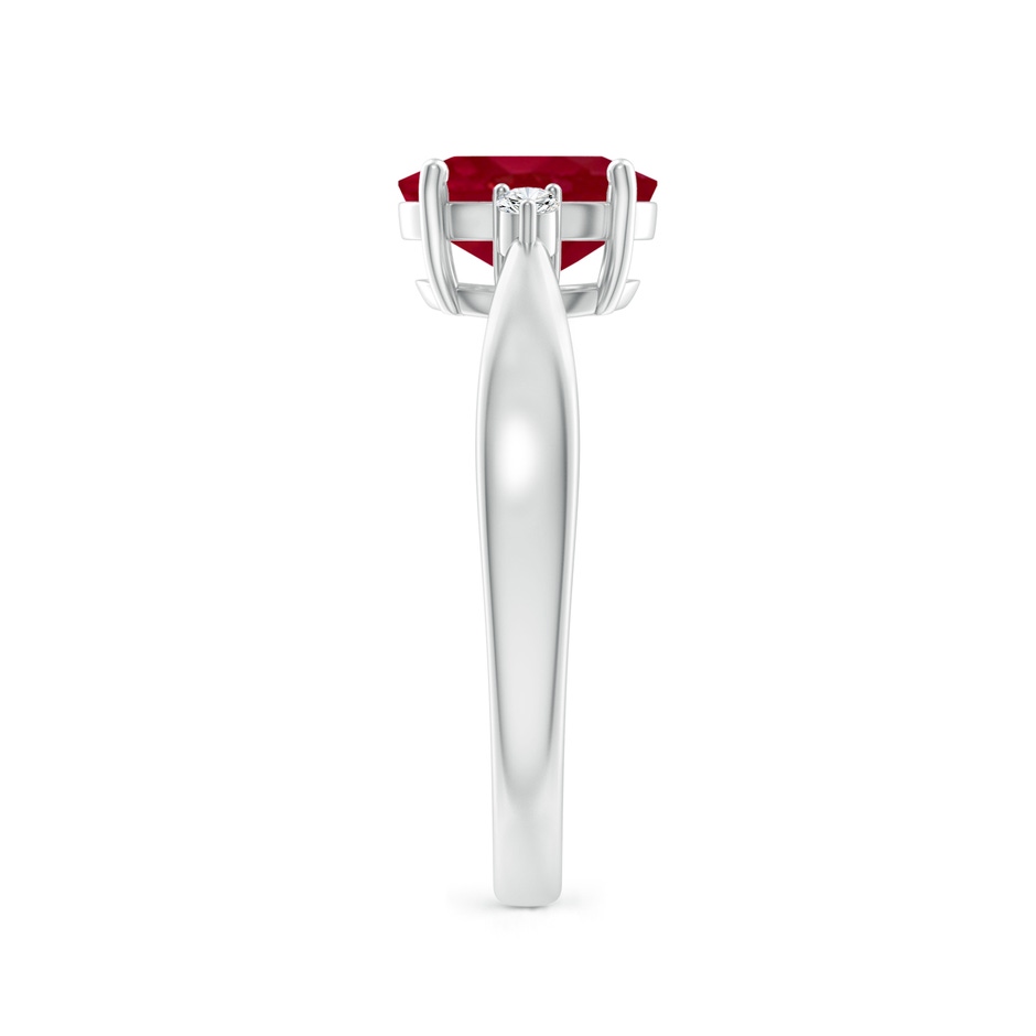 8x6mm AA Tapered Shank Ruby Solitaire Ring with Diamond Accents in P950 Platinum side 299