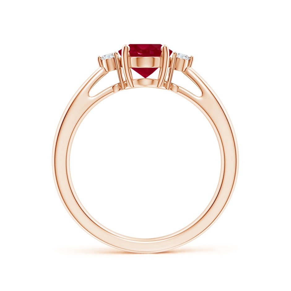 8x6mm AA Tapered Shank Ruby Solitaire Ring with Diamond Accents in Rose Gold side 199