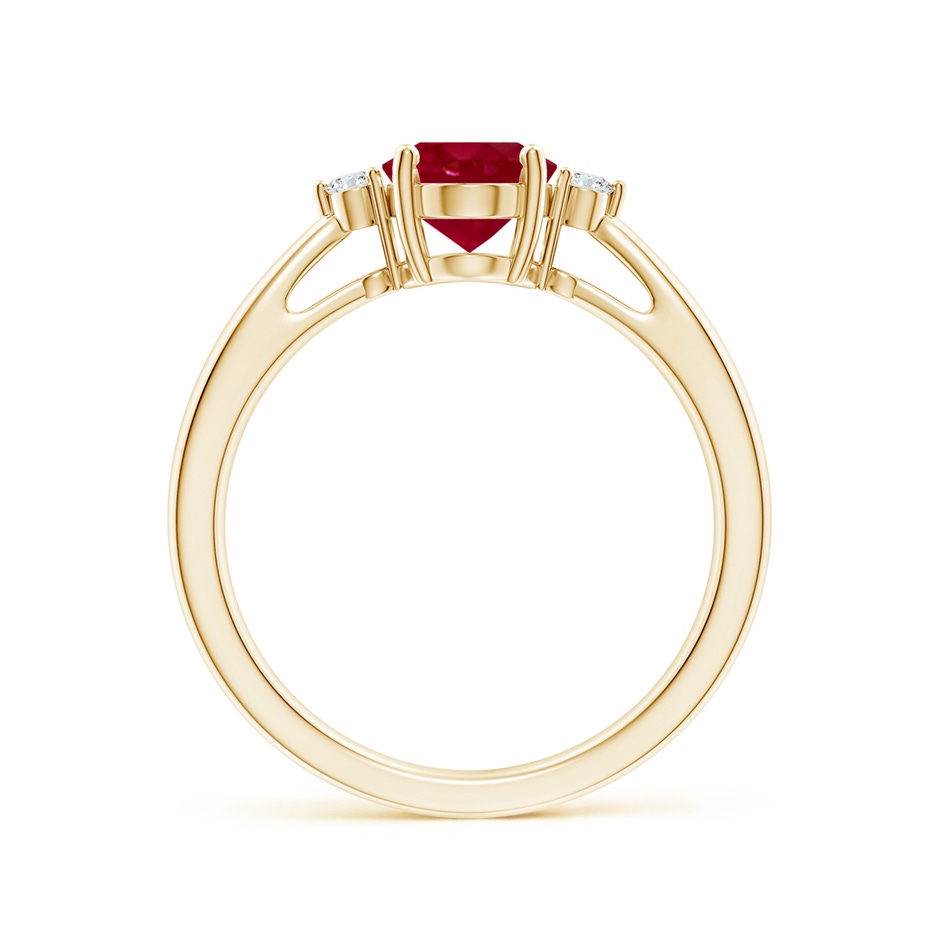 8x6mm AA Tapered Shank Ruby Solitaire Ring with Diamond Accents in Yellow Gold side 199