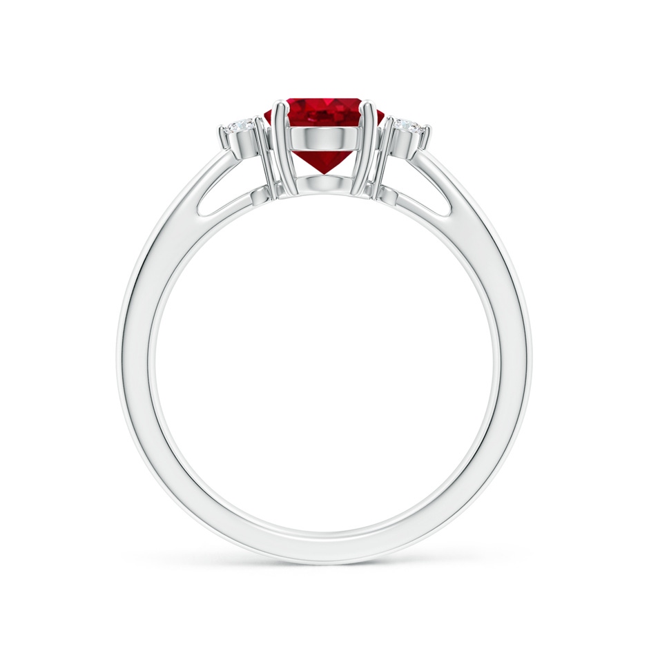 8x6mm AAA Tapered Shank Ruby Solitaire Ring with Diamond Accents in P950 Platinum side 199