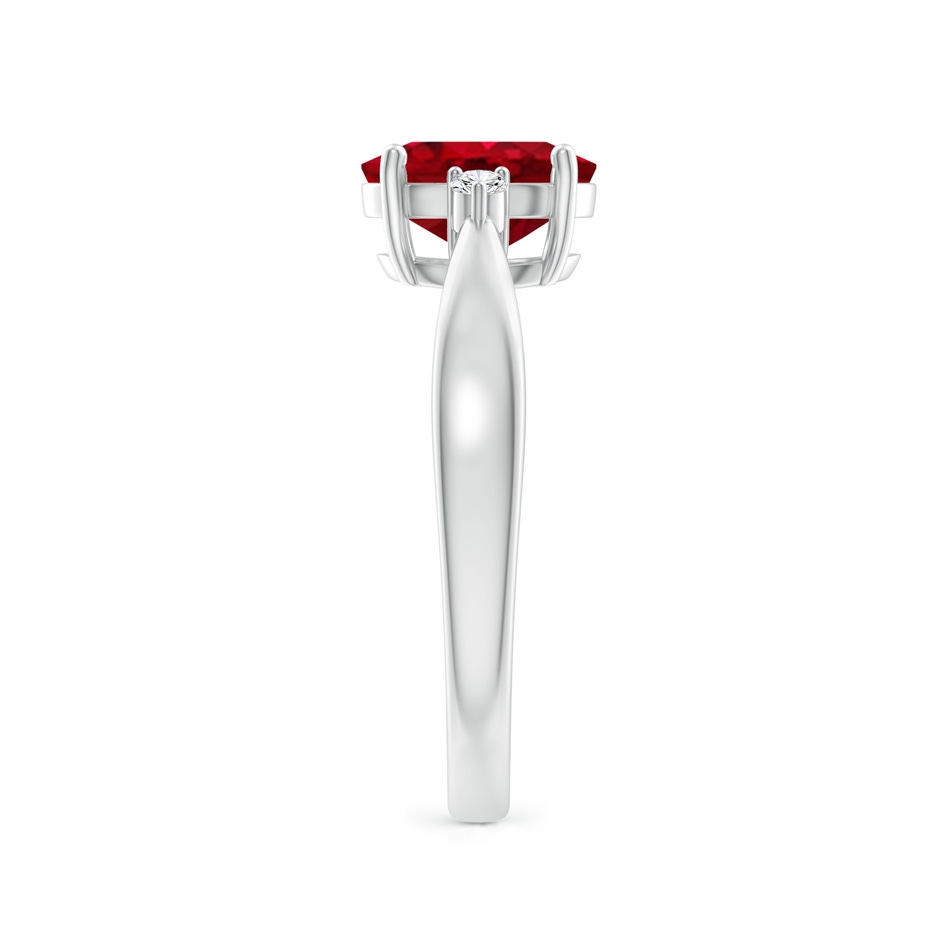 8x6mm AAA Tapered Shank Ruby Solitaire Ring with Diamond Accents in P950 Platinum side 299