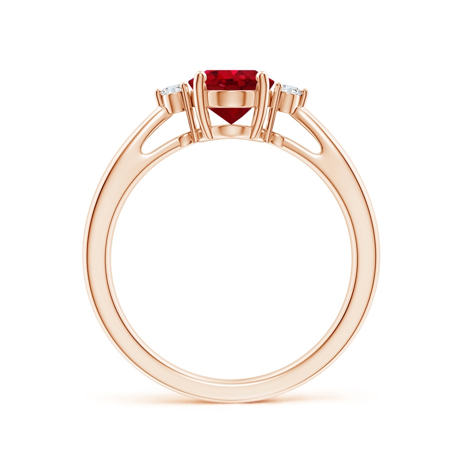 8x6mm AAA Tapered Shank Ruby Solitaire Ring with Diamond Accents in Rose Gold side 199
