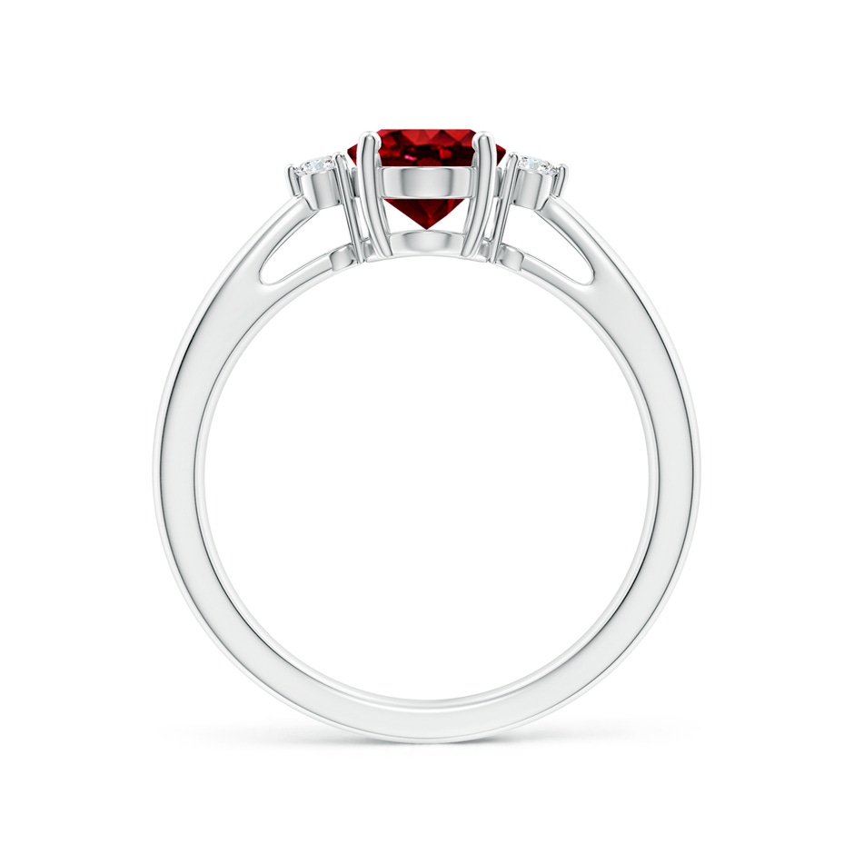 8x6mm AAAA Tapered Shank Ruby Solitaire Ring with Diamond Accents in White Gold side 199