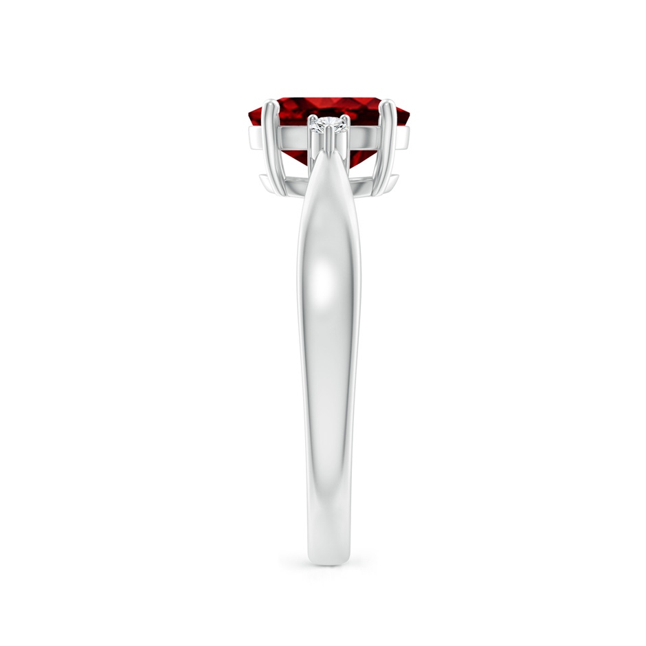 8x6mm AAAA Tapered Shank Ruby Solitaire Ring with Diamond Accents in White Gold side 299