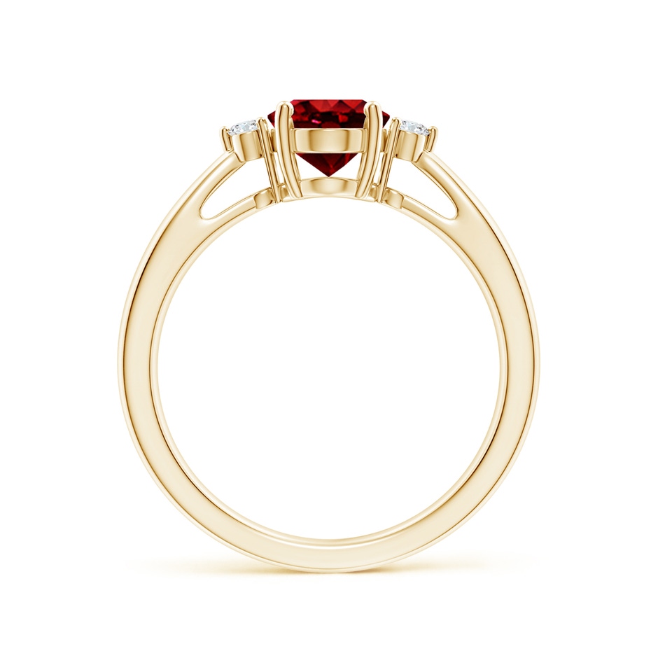 8x6mm AAAA Tapered Shank Ruby Solitaire Ring with Diamond Accents in Yellow Gold side 199