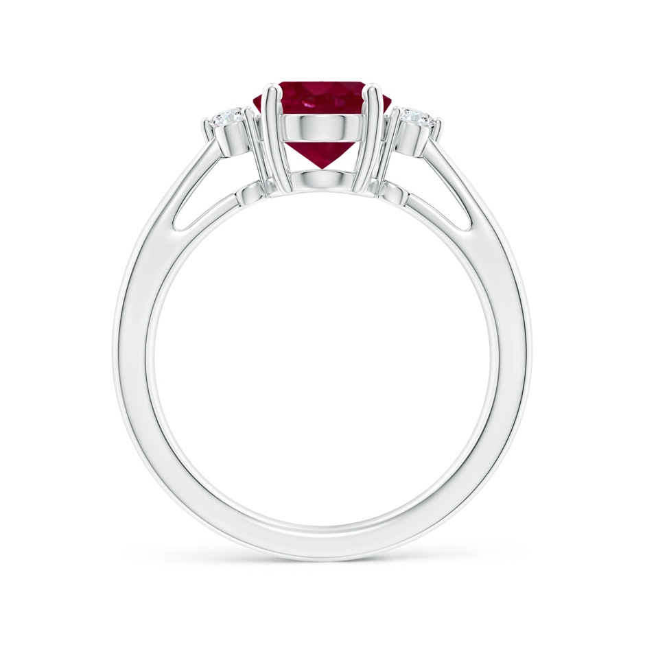 9x7mm A Tapered Shank Ruby Solitaire Ring with Diamond Accents in P950 Platinum side 199