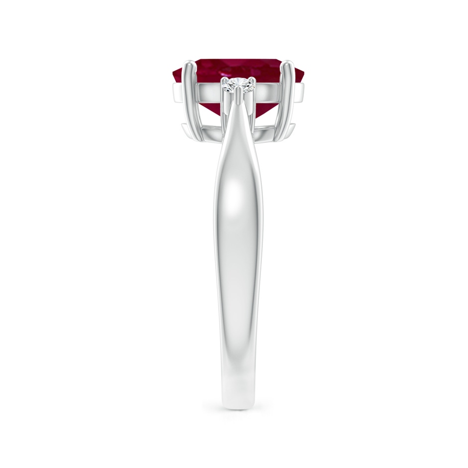 9x7mm A Tapered Shank Ruby Solitaire Ring with Diamond Accents in P950 Platinum side 299
